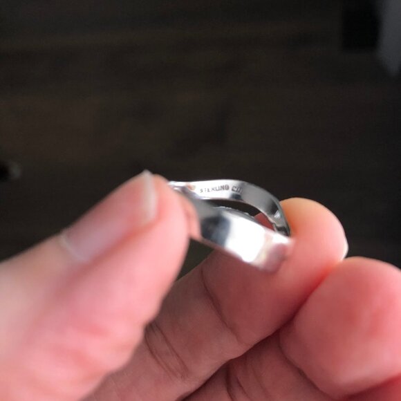 Vintage Casual Stamped Sterling CI Wave Design Silver Ring Sz OS - Picture 8 of 11